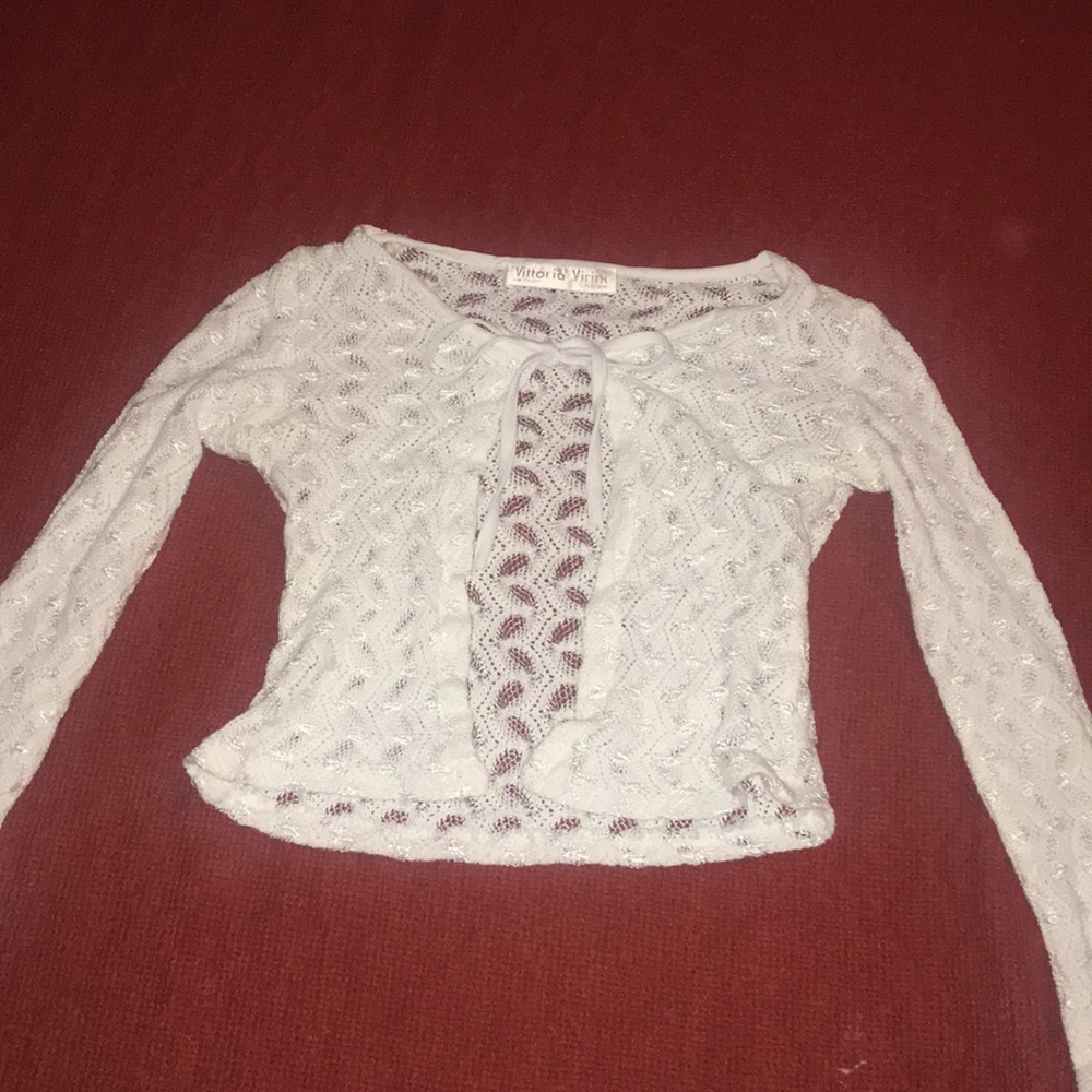 Vittoria Virini white tie up cardigan